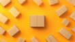 © Nguyen - 3D Render: Cardboard Boxes on Vibrant Yellow Background AI Generated