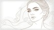 © Yelloone - An elegant line drawing of a woman with flowing hair and captivating eyes, embodying beauty and grace.