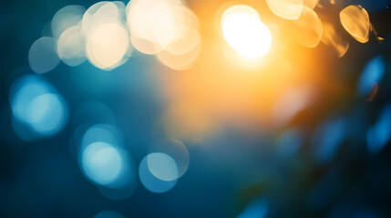 Abstract blue and orange bokeh background image texture design warm cool soft glow mood night shiny
