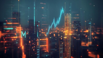 Wall Mural - graph with arrows pointing upwards, symbolizing increasing income or investment returns.