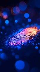 Wall Mural - glowing fingerprint scan representing digital security and identity