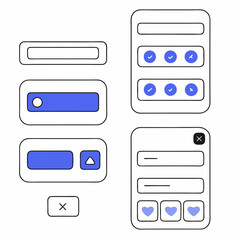 generative ai. a set of blue ui elements on a white background, which can be used to create a user i