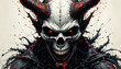 © Citta - Menacing Demon Skull with Horns and Red Eyes Illustration