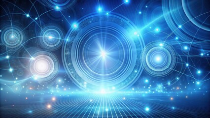 Wall Mural - abstract futuristic technology background featuring a network of interconnected circular elements an