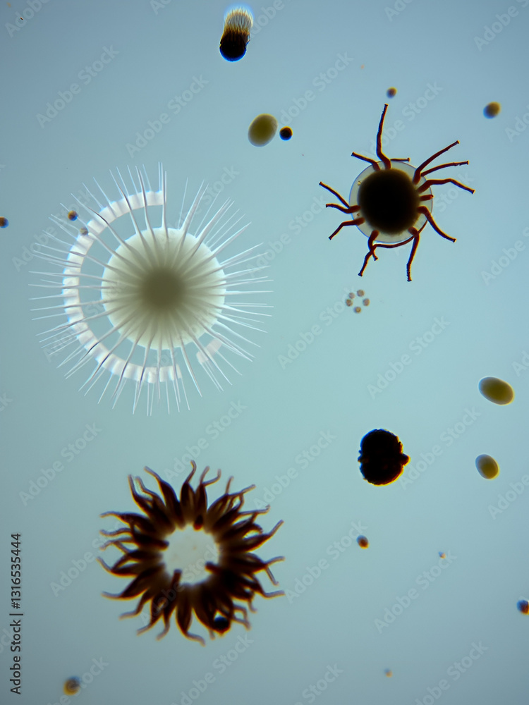 Paramecium and microorganism in pond water under microscope Stock Photo ...