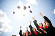 © deagreez - Joyful graduates celebrate their achievement with caps flying high under sunny skies