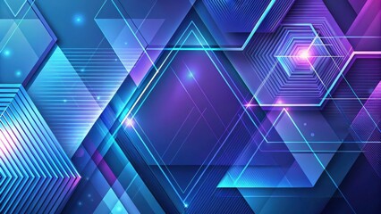 Wall Mural - Abstract Geometric Design with Vibrant Hues and Glowing Lines, Perfect for Modern Presentations and Futuristic Backgrounds