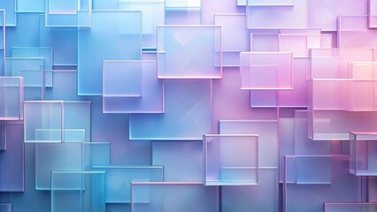 Wall Mural - Abstract Pastel Cube Arrangement A Modern Geometric Design Featuring Overlapping Translucent Squares in Shades of Blue and Pink