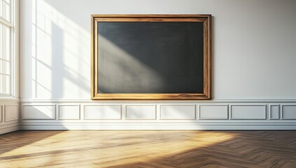 Poster - Empty framed chalkboard in sunlit room