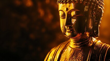 Wall Mural - a close up of a golden buddha statue.