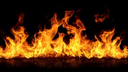 Poster - Raging Flames Engulfing the Scene with Powerful and Intense Fiery Blaze   Dramatic Abstract Background with Vibrant Orange Red and Yellow Hues of Scorching Heat and Dangerous Combustion