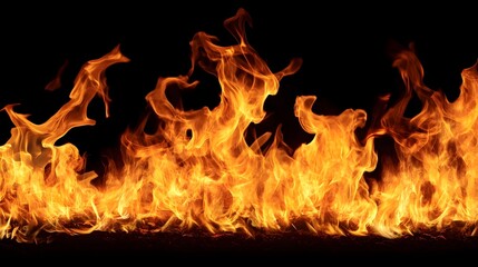 Poster - Raging flames of a fiery blaze burning brightly in the dark casting an intense glow and generating waves of heat and energy  The fire s powerful and all consuming nature is on full display