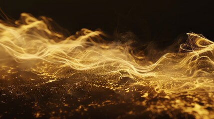 Canvas Print - abstract swirling particles in a golden hue.