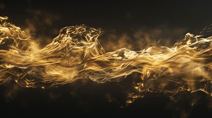 Wall Mural - abstract swirling golden smoke on a black background.