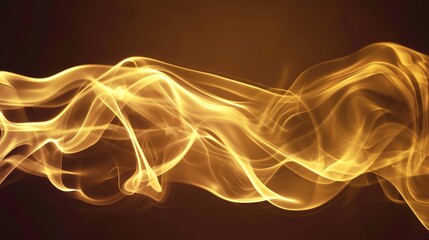 Wall Mural - abstract background of swirling smoke in gold and yellow tones on a black background.