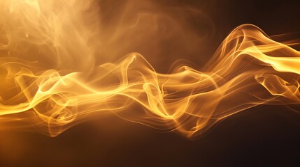 Wall Mural - abstract swirling golden smoke on a black background.