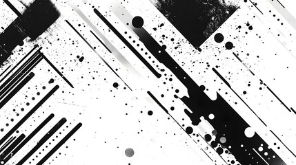 Leinwandbilder - This dramatic monochrome abstract background features bold expressive splashes and drips of black paint against a stark white backdrop  The fluid dynamic composition creates a visually stunning