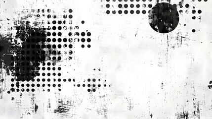 Poster - This image features an edgy abstract grunge texture with monochrome spots splatter patterns and chaotic brush strokes  The dark moody and textured background creates a contemporary minimalist