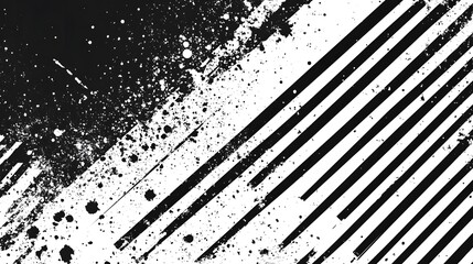 Poster - This striking monochrome image features a dynamic and energetic splash of ink and paint against a bold  geometric backdrop  creating a visually captivating and futuristic digital art composition