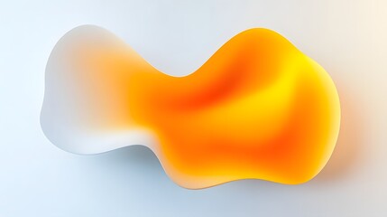 Poster - Vibrant 3D Abstract Fluid Shapes with Dynamic Orange and Yellow Gradient