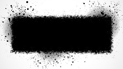 Wall Mural - A grunge-style black stripe in the middle of a white background with halftone dots.