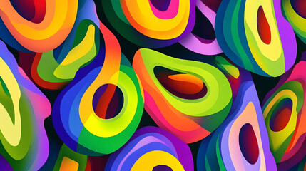 Poster - Vibrant Fluid Abstract Art with Mesmerizing Swirling Shapes and Psychedelic Digital Pattern
