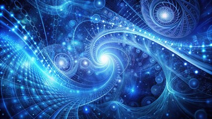 Wall Mural - A Celestial Vortex of Glimmering Energy and Intricate Designs Swirling Through a Deep Blue Cosmos