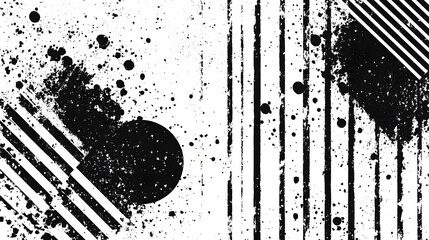 Fototapete - Visually striking abstract composition featuring bold monochromatic geometric shapes dynamic splatter patterns and clean minimalist design elements