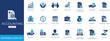 © Sujoy - Accounting icon set featuring finance symbols, budgeting, asset, financial, loss, management, profit, revenue, statement, accountant, analysis, balance, and business money management visuals.