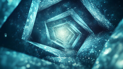 Wall Mural - A mesmerizing 3D-rendered abstract tunnel with a spiral effect in a deep blue cosmic atmosphere