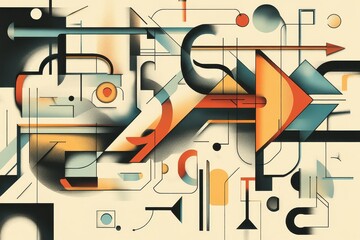 Wall Mural - an abstract geometric composition of colorful shapes and lines