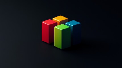 Aufkleber - Minimalist D bar chart with vibrant colors on a dark background, creating a professional, data-driven look with clean lines and shadows.