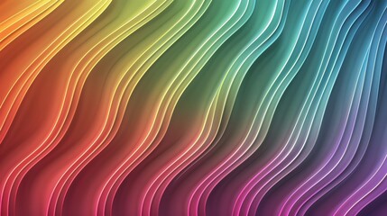 Wall Mural - abstract background of wavy lines in shades of yellow, green, blue, and pink.