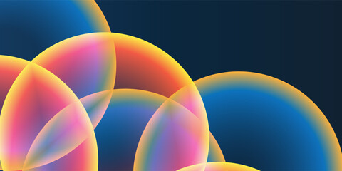 Wall Mural - abstract background, header or banner design with large red, orange, yellow and blue overlaying glob