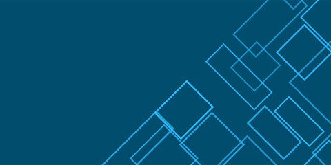 Wall Mural - Simple Overlapping Rectangular Frames of Various Sizes, Colored in Shades of and Blue - Geometric Shapes Pattern, Gradient Texture on Wide Scale Background - Design Template in Editable Vector