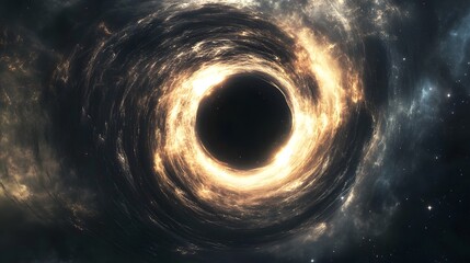 Wall Mural - 35. a massive black hole, surrounded by a glowing accretion disk of light and matter swirling around