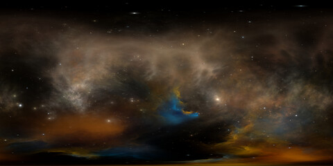 Wall Mural - 360 degree space nebula. giant interstellar cloud with stars, equirectangular projection, environmen