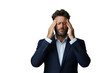 © Patrick Louvet - Gestresster Geschäftsmann mit Kopfschmerzen – PNG mit transparentem Hintergrund