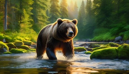 bear in water
