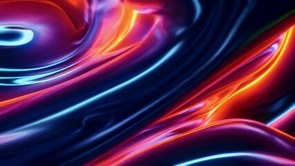 Aufkleber - Abstract vibrant neon fluid shapes in motion, vivid digital art concept