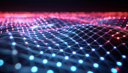 Neon abstract lines. Glowing neon filaments form intricate, undulating pattern in vibrant colors