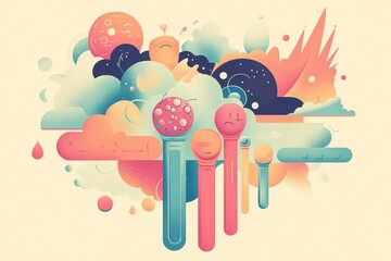 Wall Mural - abstract colorful illustration depicts an emotional and imaginative landscape
