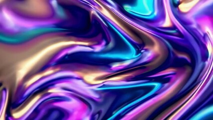 Poster - Abstract liquid metallic waves with vibrant colors, futuristic art concept