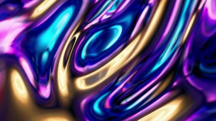 Poster - Abstract swirl of vibrant blue and purple hues with metallic reflections