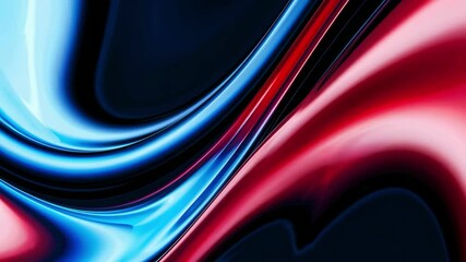 Poster - Abstract red and blue flowing curves on dark background, digital art concept