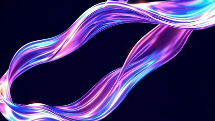 Leinwandbilder - Colorful twisted glowing ribbons on dark background, abstract digital art