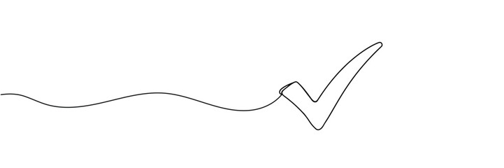 Continuous line drawing check mark icon. Single line confirmation icon. Vector illustration
