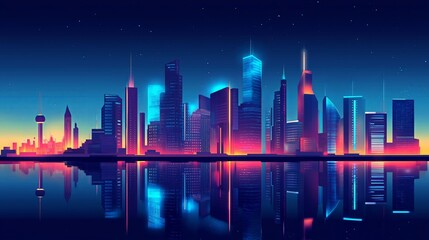 Poster - A futuristic city skyline with levitating buildings.