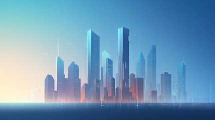 Poster - A futuristic city skyline with levitating buildings.