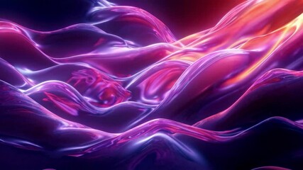 Poster - Vibrant abstract waves in purple and pink hues, digital art. Futuristic design concept